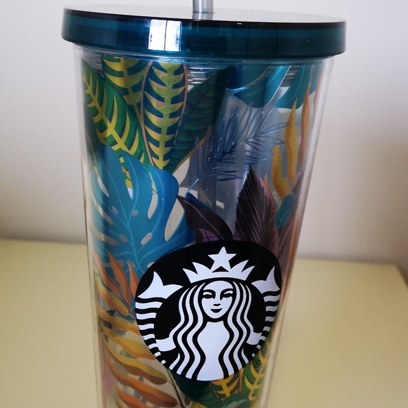 Starbucks 2017 Tropical HTF Venti 24 oz Travel Tumbler with Straw - Picture 3 of 10